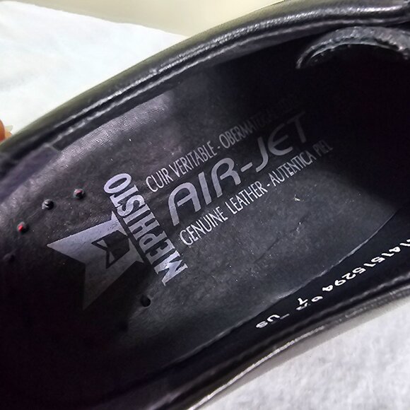 Mephisto Agazio Oxford Shoes Mens 7 US Black Leather Lace Up Air Jet Comfort - Picture 10 of 11